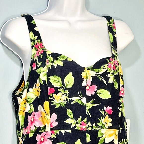 NWT Old Navy Linen Rayon Midi Dress L Petite Boho Cottage‎ Coastal Prairie - Picture 5 of 16